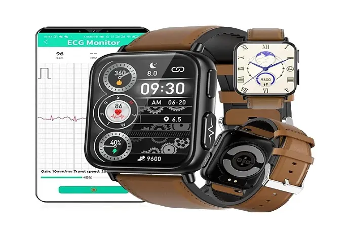 Relógio inteligente ECG Monitor de Glicose Frequência Cardíaca Temperatura Pressão Arterial Oxigênio Monitor de Sono Rastreador de Fitness Relógio Masculino